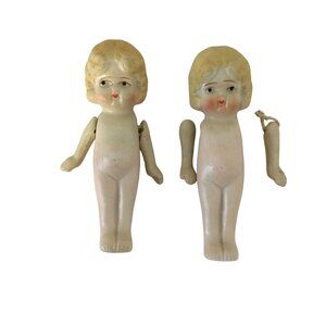 Antique Bisque Kewpie Doll (2) Jointed Arms Crocheted Dress Made In Japan 4 "